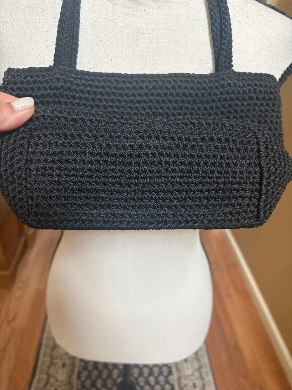 The Sak Black Woven Small Tote Bag with Signature Charm